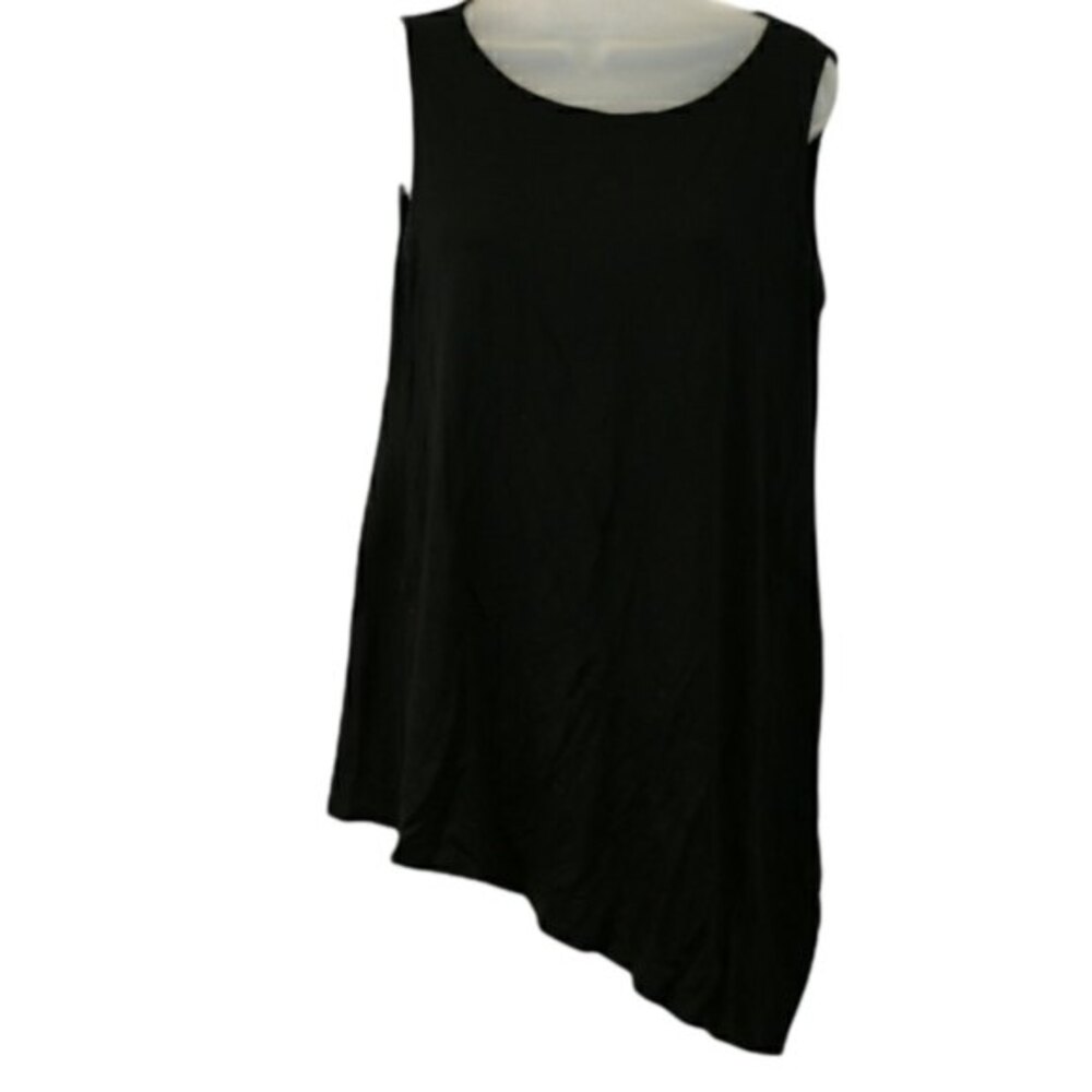 Eileen Fisher Black Asymmetric Hem Sleeveless Tank Shirt MED